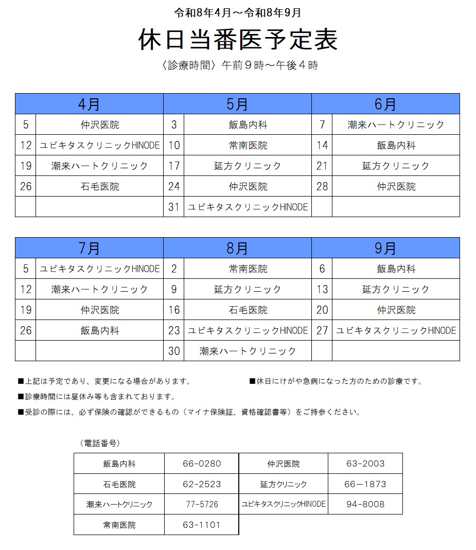 R8上半期休日当番医