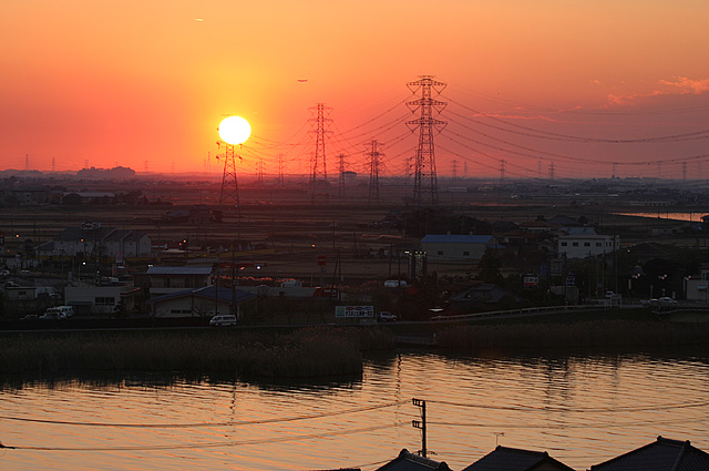 水郷の夕陽3大